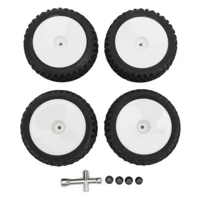 Produktbild von 4 Stück RC-Reifen und -Räder mit 12mm Hex, Vorder- und Hinterreifen für 1/10 RC Offroad-Auto, Upgrade-Teile (weiß)