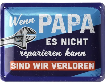 Produktbild von LANOLU Blechschild Wenn Papa es nicht reparieren kann Schild, retro Werkstatt Schild Papa zum Vatertag, Vatertagsgeschenk Metallschild 15x20