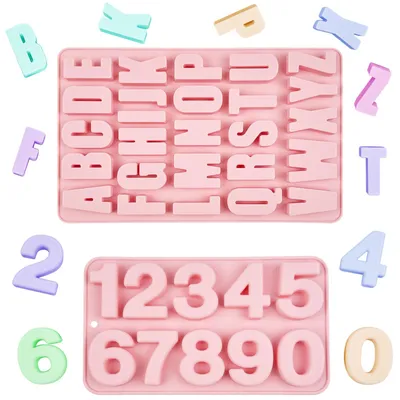 Produktbild von Silikonform für Buchstaben und Zahlen - 2 Stück - Gießform für Schokolade - BPA-frei