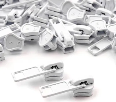 Produktbild von 10 Zipper für Profil-Reißverschlüsse, 5mm, freie Farbwahl,weiß