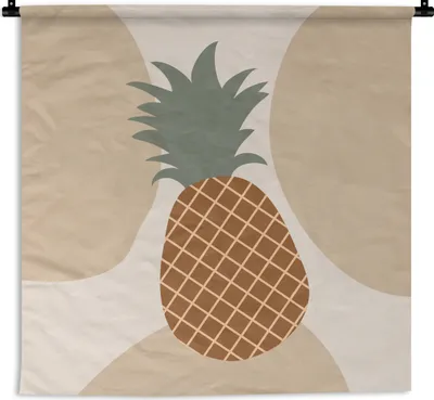 Produktbild von MuchoWow® Wandteppich Wandbehang Obst - Pastell - Ananas - Sommer 150x150 cm Tapisserie Dekoration Wandtuch - Wohnaccessoires - Modernes