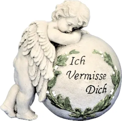 Produktbild von Dekofigur Grabschmuck Engel mit Kugel  19,5 cm Ich vermisse dich