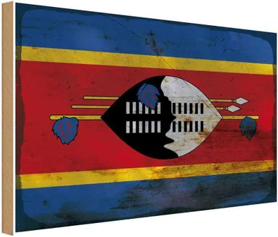 Produktbild von vianmo Holzschild 30x40 cm Swasiland Eswatini Flagge Fahne Wappen