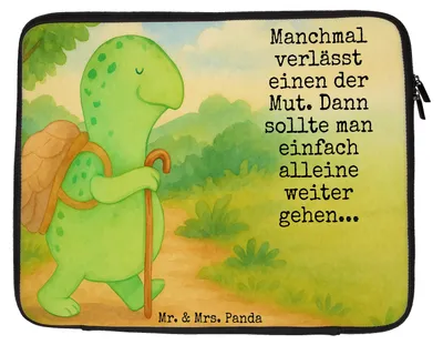Produktbild von Mr. & Mrs. Panda Notebooktasche Schildkröte Wanderer Design 33 x 42 cm - Weiß - Geschenk, Notebook Case, Schildkröten, Laptoptasche, Laptophülle, Rucksack, Laptop Tasche