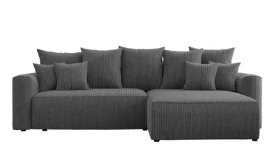Produktbild von 3-Sitzer Ecksofa ANTONIO BARI – 260x160x78cm, Ottomane rechts/links, L-Form, Schlaffunktion & Bettkästen - Eckarniutur, Bezug - Graphit