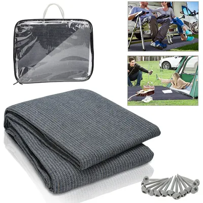 Image de Tapis de tente Jayseuw 250X400cm Tapis d'auvent Tapis de camping Tapis d'extérieur Tapis d'auvent Tapis de sol pour tente Camping-car Bleu-gris