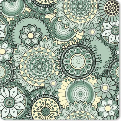 Produktbild von MuchoWow® Mauspad Mousepad Blumen - Grün - Muster 20x20 cm - Mousepads - Maus Mat - Pad - Mausunterlage - Desk Mat - Bureauartikeln