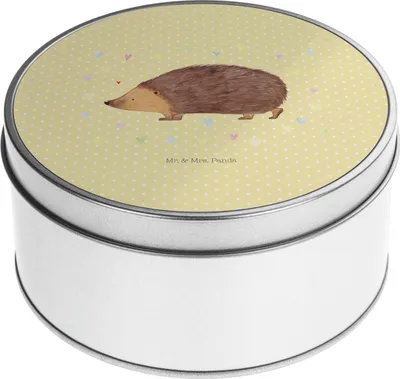 Produktbild von Mr. & Mrs. Panda Kaffeedose Igel Herzen - Gelb Pastell - Geschenk, Herz, Aufbewahrungsdose, Dose, Leben, Vertrauen, Liebe, Gute Laune, keksdosen, Keksdose, Teedose