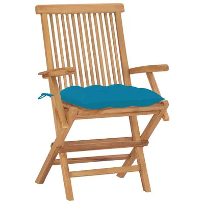 Zdjęcie produktu dla VidaXL 3062506, Taras, Obite siedzisko, Drewno tekowe, Niebieski, Poliester, 550 mm
