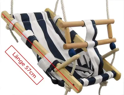 Produktbild von Babyschaukelsitz blau weiss Babyschaukel Schaukelwiege Babyliege Holzschaukel Schaukel