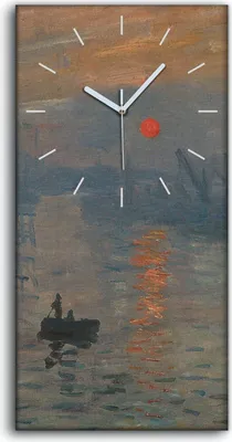Produktbild von Leinwand Uhr Küche Wohnzimmer Bild 30x60 Impressionismus Sonnenaufgang - weiße Hände