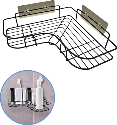 Produktbild von Sanics Selbstklebendes Duschregal - Badezimmer Accessoires ohne Bohren - Badezimmerregal - Hängendes Gewürzregal - Küchenregal Schwarz