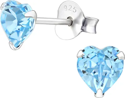 Produktbild von Ohrringe Ohrstecker 925 Sterling Silber mit Kristallherz in verschiedenen Farben Farbe - Blau