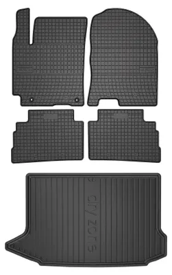 Produktbild von Gummimatten + Kofferraumwanne für Hyundai Kona I 2017-2023 (SUV/Crossover, oberer Ladeboden) – Schwarz, passgenau – Wielganizator SolidPRO