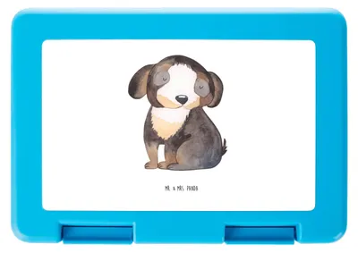 Produktbild von Mr. & Mrs. Panda Bento Box Hund Entspannen - Weiß - Geschenk, Schwarzer, Frühstücksbox, Snackbox, Lunchbox, Liebe, Sprüche, Flauschig, Brotzeitbox, Bentobox, Süß