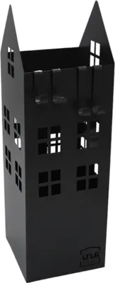 Produktbild von UNUS® Regenschirmständer Häuser Wasserauffangschale 4 Haken 16x16x49cm scharz
