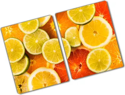 Produktbild von Tulup Glas Herdabdeckplatte - 2x40x52 cm - Glaskeramikkochfeld-Abdeckung Spritzschutz Glasabdeckplatte Kochplattenabdeckung und Schneidebrett - Zweiteilig - Essen & Getränke - Zitrusfrüchte - Orange