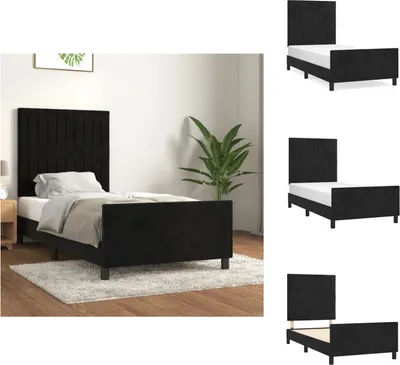 Zdjęcie produktu dla vidaXL Rama łóżka z zagłówkiem czarna aksamitna 100x200 cm - Łóżka i ramy łóżek