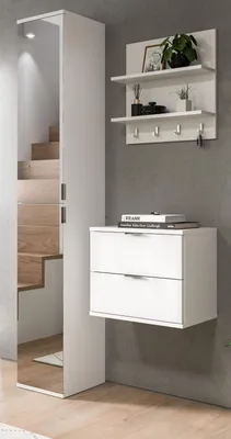 Produktbild von Garderobe Set 3-teilig "SystemX" in weiß Hochglanz Garderobenkombination 97 x 193 cm