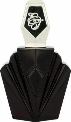 A perfume bottle with a distinctive art deco design.