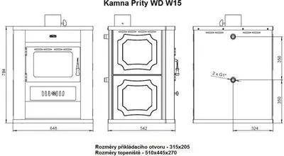 Immagine prodotto di Stufa a legna ad acqua Prity WD W15 7 + 12 kw EEK-A