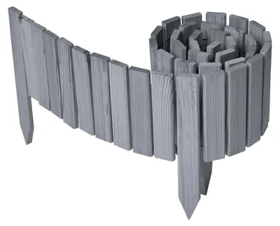 Produktbild von Garronda Beeteinfassung Holz Rollzaun Gartenzaun imprägniert Flexibler Rollborder Rasenkante Länge: 200 cm (Grau, Höhe: 20 cm)