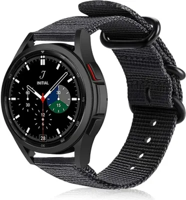 Produktbild von Strap-it Samsung Galaxy Watch 4 Classic 46mm Nylon-Schnallenarmband (Schwarz)