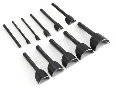 Image de Ensemble de 11 outils de maroquinerie Lochstanzer, demi-circulaires, en acier au carbone, pour la fabrication de ceintures, de portefeuilles et de bracelets de montres