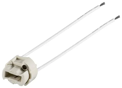 Zdjęcie produktu dla Goobay 9181 oprawka G9 z podwójnymi przewodami, biała, 0,15 m - maks. 500 W/250 V (AC), przewód 0,15 m, ceramiczny/silikonowy