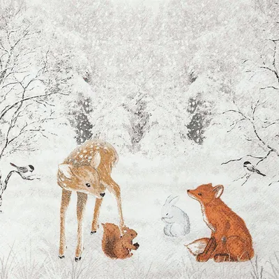 Produktbild von RP 20 Servietten Sweet Forest - Tiere treffen sich im Schnee 33x33cm