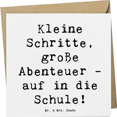 Produktbild von Mr. & Mrs. Panda Grußkarte Spruch Schulanfang Abenteuer - Weiß - Geschenk, Trost, Motivation, anlasskarte, Glückwunschkarte, faltkarte, Lebenshilfe, doppelkarte, Mut