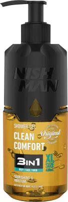 Image de Nishman | Gel douche - 3 en 1 - pour hommes - pour le corps, le visage et les cheveux - 480 ml - Shower Gel Clean Comfort