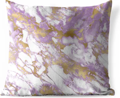 Produktbild von MuchoWow® Outdoor Kissen - Marmor - Weiß - Lila - Gold - 45x45 cm - Wetterfest - Lounge Kissen - Fotokissen - Dekoratives Kissen
