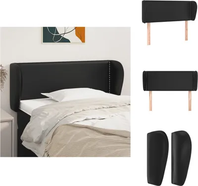 Produktbild von vidaXL Kopfteil mit Ohren Schwarz 93x23x78/88 cm Kunstleder -  Kopf- & Fußenden