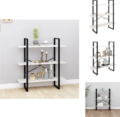 Produktbild von vidaXL Bücherregal 3 Fächer Weiß 100x30x105 cm Massivholz Kiefer -  Bücherregale & Bücherschränke