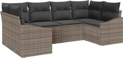 Produktbild von Sofa Set mit Kissen 6 pcs Grau Poly-Rattan