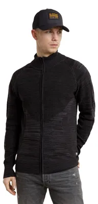 Produktbild von G-Star Herren 3D Biker Zip Through Knitted Pullover, Mehrfarben (dk Black/Asfalt