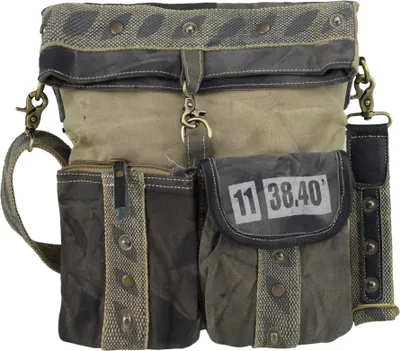 Produktbild von Sunsa Damen/Herren Umhängetasche große Schultertasche Handtasche aus Canvas & Leder grau
