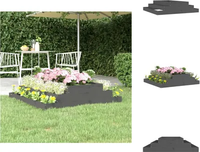 Obrázok produktu pre vidaXL Kvetináč sivý 110x110x27 cm z masívneho borovicového dreva - Kvetináče a sadenice