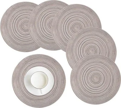 Productafbeelding van Famanu set van 6 ronde, wasbare en hittebestendige placemats - Regenbooggrijs, 38 cm