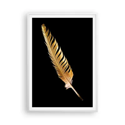 Produktbild von Gerahmtes Poster - Weißer Rahmen - Golden Feder Schwarz - 70x100 cm - Wand Bild - Wanddeko - Wandbilder - Kunstposter - Wandposter - Bilderrahmen - Bilder - Kunstdruck - P2WPA70x100-4887