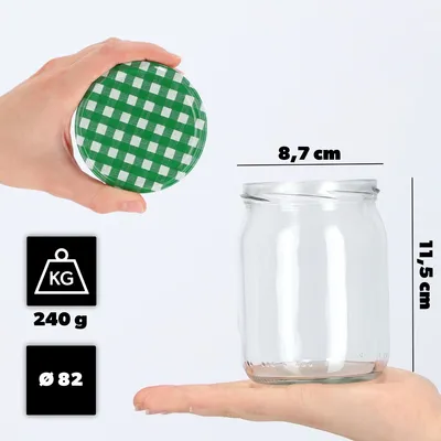 Produktbild von KADAX Einmachgläser mit Deckel "Senna", Marmeladengläser, Einweckgläser, 540 ml, Grün kariert, 24 Stück
