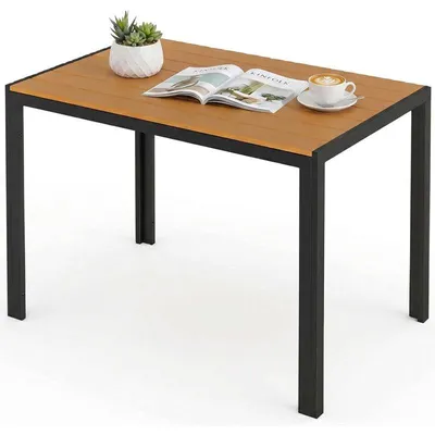 Produktbild von Aluminium-Gartentisch D-139, 110 x 70 cm, Teakholz, schwarz/braun