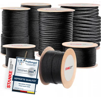 Produktbild von Seilwerk STANKE Polypropylenseil 12mm 15m Schwarz - Wäscheleine für Balkon, Camping, Garten - Zeltschnur, Schwimmseil für Angeln, Wassersportarten