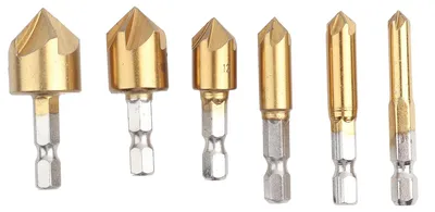 Obrázek produktu pro 6 kusů HSS zkosených fréz, 1/4" šestihranná stopka, 90° fréza na dřevěné hrany, 6 mm–19 mm