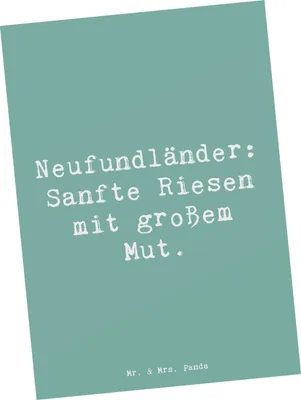 Produktbild von Mr. & Mrs. Panda Postkarte Spruch Neufundländer Liebe - Meeresbrise - Geschenk, treuer Freund, Ansichtskarte, Eigenschaften, einzelkarte, Hunderassen Beschreibung, Hunde