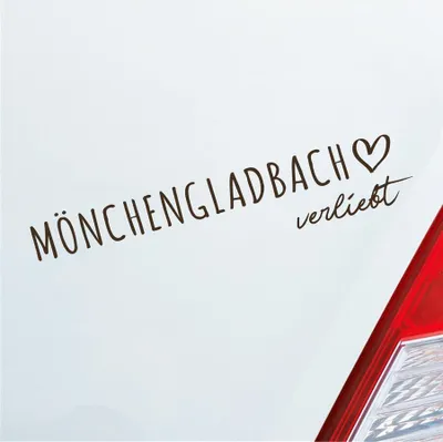 Produktbild von Auto Aufkleber Mönchengladbach verliebt Herz Stadt Heimat Liebe Car 19x4 cm Braun Sticker Heckscheibenaufkleber