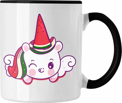 Produktbild von Trendation - Einhorn Grafik Tasse Geschenk Frauen Mädchen Geschenkidee Geburtstag (Schwarz)