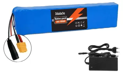 Zdjęcie produktu dla Akumulator litowo-jonowy, pojemność 100Ah, z wbudowanym systemem zarządzania baterią (BMS), ładowarka DC XT60