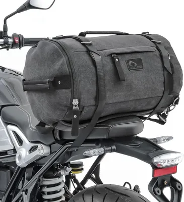 Image de Sacoche arrière pour moto Vintage 25L Canvas Sac à dos Rouleau à bagages gris
